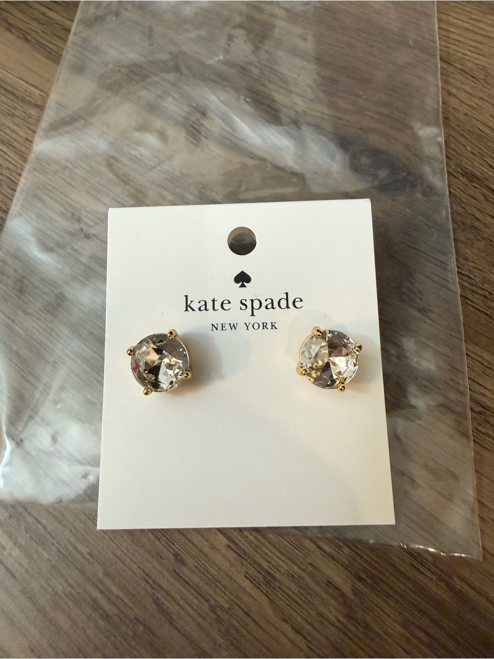 Brand new Kate spade Kids Clear Crystal Stud Earrings - Gold